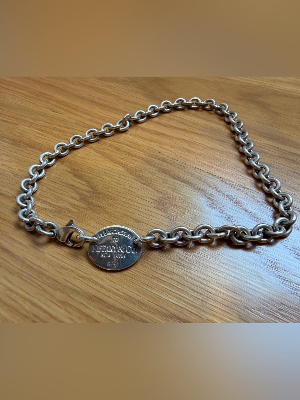 Tiffany & Co. Sterling Silver Link Necklace with Round Tag - Silver